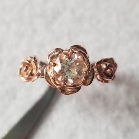 Sterling Silver & 18k Three-Rose Ring - Picture 2 of 7